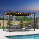 PURPLE LEAF Pergola Metall Garten Pavillon Aluminium Pergola Wasserdicht Stabil Winterfest Gartenpavillon Mit Sonnenschutz Überdachung mit Lichterkette - transparent