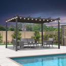 PURPLE LEAF Pergola Metall Garten Pavillon  Wasserdicht Stabil Winterfest Gartenpavillon Mit Sonnenschutz Überdachung mit Lichterkette - transparent