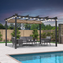 PURPLE LEAF Pergola Metall Garten Pavillon  Wasserdicht Stabil Winterfest Gartenpavillon Mit Sonnenschutz Überdachung mit Lichterkette - transparent