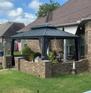 PURPLE LEAF Grau Alu Pavillon Wasserdicht Stabil Winterfest Wetterfest Gartenpavillon mit 4 Doppel Seitenteile Hardtop Pavillon mit Stahldach