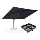 PURPLE LEAF Großer Outdoor-Alu-Sonnenschirm, Freischwebender Terrassenschirm mit Schirmständer