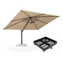 PURPLE LEAF Großer Outdoor-Alu-Sonnenschirm, Freischwebender Terrassenschirm mit Schirmständer