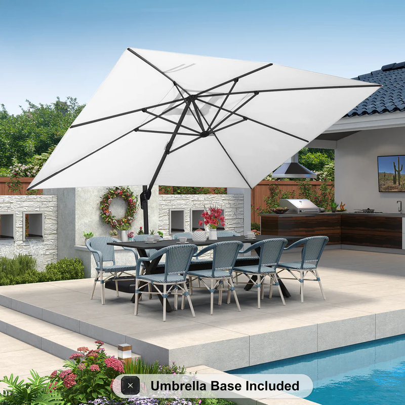 PURPLE LEAF Sonnenschirm Groß Ampelschirm mit Kurbel 360-Grad Drehbar mit Schirmständer