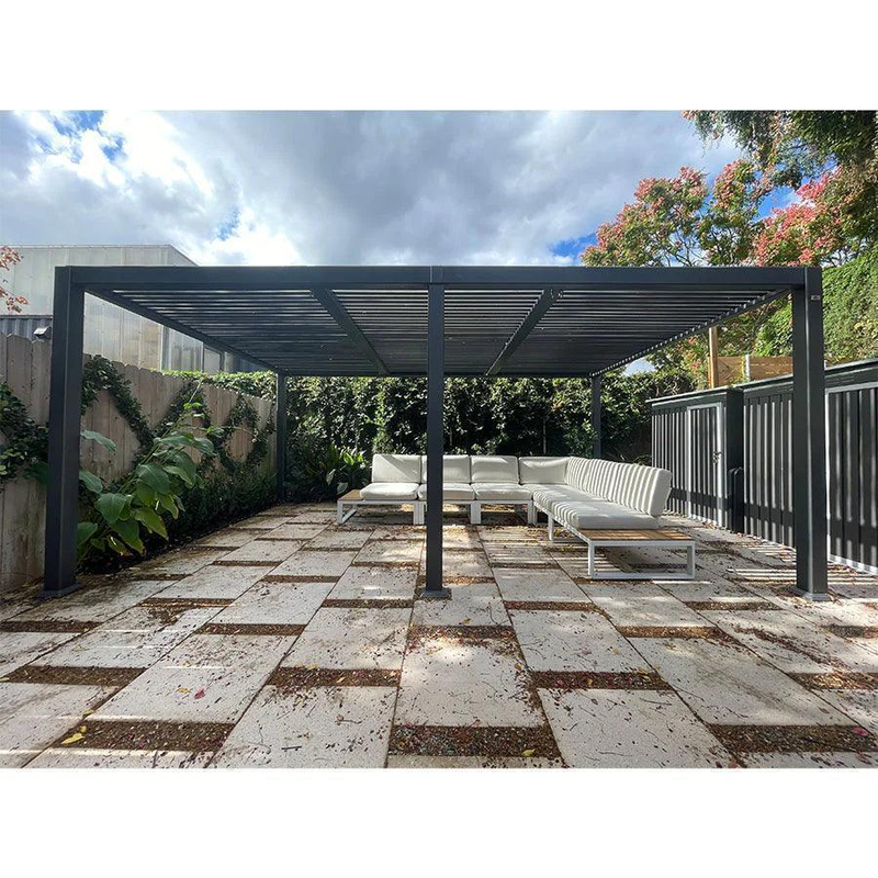 PURPLE LEAF Lamellen Pergola Outdoor Aluminium Pergola mit Verstellbarem Lamellendach für Terrasse und Garten Grau