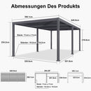 PURPLE LEAF Lamellen Pergola Outdoor Aluminium Pergola mit Verstellbarem Lamellendach für Terrasse und Garten Grau