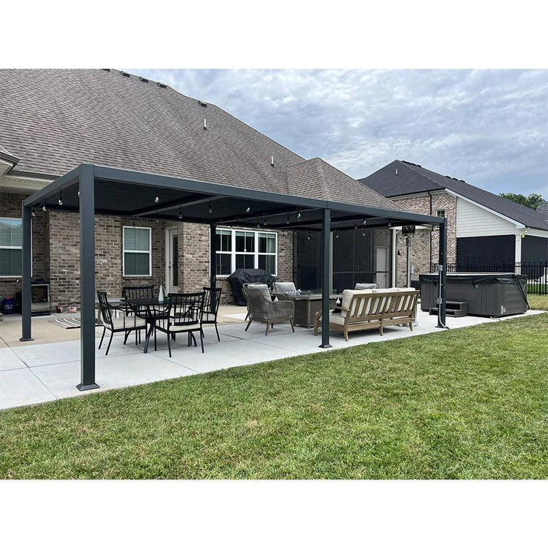 PURPLE LEAF Lamellen Pergola Outdoor Aluminium Pergola mit Verstellbarem Lamellendach für Terrasse und Garten Grau