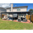 PURPLE LEAF Lamellen Pergola Outdoor Aluminium Pergola mit Verstellbarem Lamellendach für Terrasse und Garten Grau