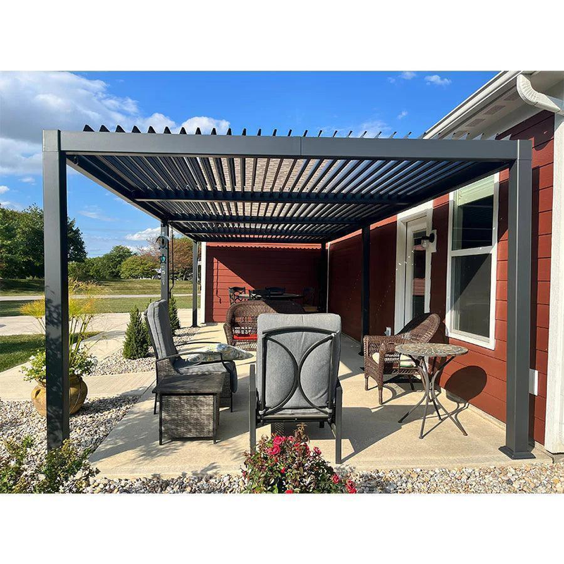 PURPLE LEAF Lamellen Pergola Outdoor Aluminium Pergola mit Verstellbarem Lamellendach für Terrasse und Garten Grau