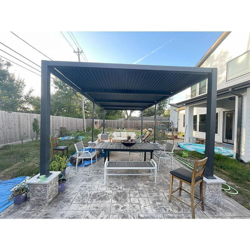 PURPLE LEAF Lamellen Pergola Outdoor Aluminium Pergola mit Verstellbarem Lamellendach für Terrasse und Garten Grau