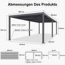 PURPLE LEAF Lamellen Pergola Outdoor Aluminium Pergola mit Verstellbarem Lamellendach für Terrasse und Garten Grau