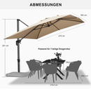 PURPLE LEAF Sonnenschirm Groß Ampelschirm mit Kurbel 360-Grad Drehbar mit Schirmständer