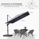 PURPLE LEAF Wirtschaftlicher Terrassen-Sonnenschirm mit drehbarem Rechteck und quadratischem Outdoor-Sonnenschirm