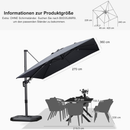 PURPLE LEAF Wirtschaftlicher Terrassen-Sonnenschirm mit drehbarem Rechteck und quadratischem Outdoor-Sonnenschirm