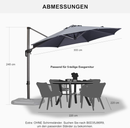 PURPLE LEAF Sonnenschirm groß Ampelschirm Rund 360-Grad drehbar mit Fußpedal und Kreuzsockel für Terrasse, Balkon Sonnenschutz