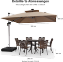 PURPLE LEAF Sonnenschirm Balkon Ampelschirm Drehbar Neigbar Kippbar Marktschirm Groß 360°Rotation, mit LED