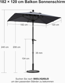 PURPLE LEAF Mittelstock-Sonnenschirm mit Kurbel & Neigungsfunktion – ideal für Terrasse und Garten