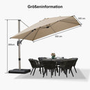 PURPLE LEAF Deluxe - Aluminium Outdoor Patio-Sonnenschirm Quadratisch  Edel, windfest und vielseitig einstellbar