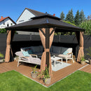 PURPLE LEAF Alu Pavillon Wasserdicht Stabil Winterfest Gartenpavillon mit Moskitonetz Hardtop Pavillon mit Stahldach, Bronze