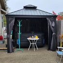 PURPLE LEAF Grau Alu Pavillon Wasserdicht Stabil Winterfest Wetterfest Gartenpavillon mit 4 Doppel Seitenteile Hardtop Pavillon mit Stahldach