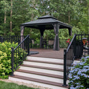 PURPLE LEAF Grau Alu Pavillon Wasserdicht Stabil Winterfest Wetterfest Gartenpavillon mit 4 Doppel Seitenteile Hardtop Pavillon mit Stahldach