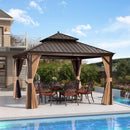 PURPLE LEAF Alu Pavillon Wasserdicht Stabil Winterfest Gartenpavillon mit Moskitonetz Hardtop Pavillon mit Stahldach, Bronze