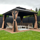 PURPLE LEAF Alu Pavillon Wasserdicht Stabil Winterfest Gartenpavillon mit Moskitonetz Hardtop Pavillon mit Stahldach, Bronze