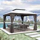 PURPLE LEAF Grau Alu Pavillon Wasserdicht Stabil Winterfest Wetterfest Gartenpavillon mit 4 Doppel Seitenteile Hardtop Pavillon mit Stahldach