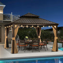 PURPLE LEAF Outdoor-Hardtop-Pavillon für den Garten, bronzefarbenes Doppel-Dach, Aluminiumrahmen, mit Lichterkette - klar