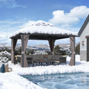 PURPLE LEAF Graues Hardtop-Pavillon mit strapazierfähigem verzinktem Stahl-Dach in Doppeldach-Ausführung mit Netz und Vorhängen