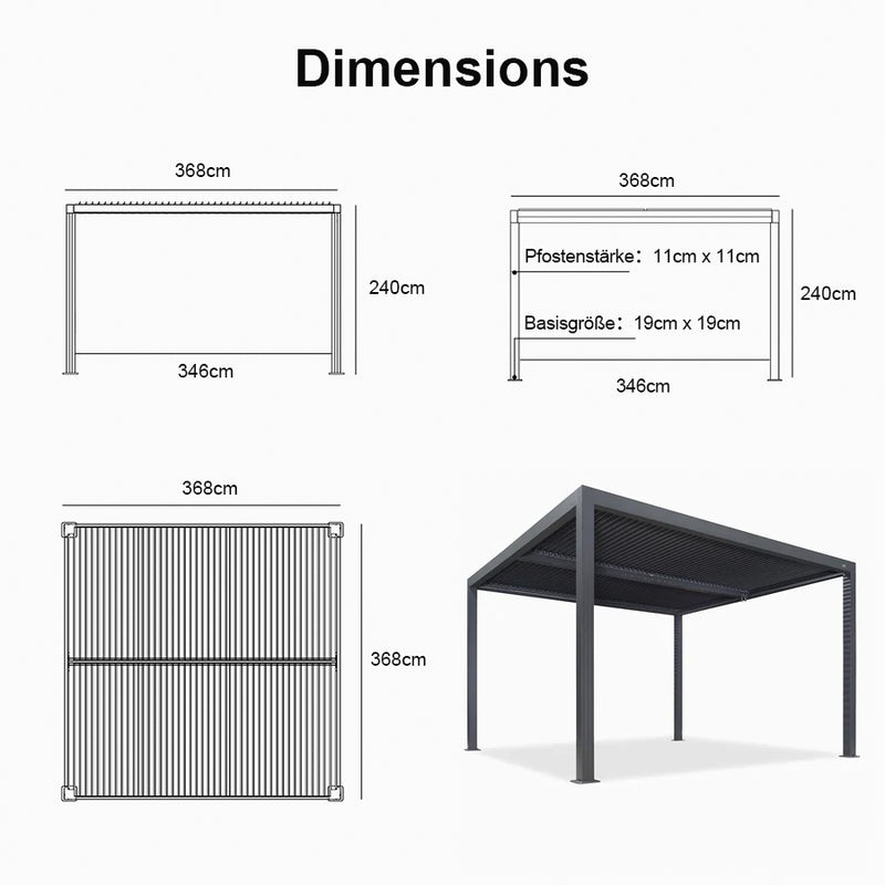 PURPLE LEAF Lamellen Pergola Outdoor Aluminium Pergola Freistehend Pergola mit Lamellendach Einstellbar Hardtop Pavillon,mit Geeignet für Garten Terrasse Hinterhof,Grau