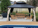 Purple Leaf Bronzer Hardtop-Gartenpavillon mit, verzinktem Stahl-Doppeldach, Netz und Vorhängen, milchweißen Lichterketten
