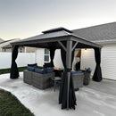 PURPLE LEAF Terrassenpavillon für den Garten | Hardtop mit verzinktem Stahlrahmen und Lichterkette  - transparent | Arktis Grau