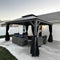 PURPLE LEAF Terrassenpavillon für den Garten | Hardtop mit verzinktem Stahlrahmen und Lichterkette  - transparent | Arktis Grau