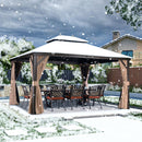 PURPLE LEAF Alu Pavillon Wasserdicht Stabil Winterfest Gartenpavillon mit Moskitonetz Hardtop Pavillon mit Stahldach, Bronze