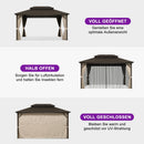 Purple Leaf Bronzer Hardtop-Gartenpavillon für Terrasse mit verzinktem Stahl-Doppeldach, Netz und Vorhängen