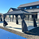 PURPLE LEAF Grau Alu Pavillon Wasserdicht Stabil Winterfest Wetterfest Gartenpavillon mit 4 Doppel Seitenteile Hardtop Pavillon mit Stahldach