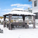 PURPLE LEAF Graues Hardtop-Pavillon mit strapazierfähigem verzinktem Stahl-Dach in Doppeldach-Ausführung mit Netz und Vorhängen