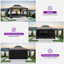 PURPLE LEAF Patio-Pavillon für den Garten Hardtop aus verzinktem Stahl mit verbesserten Vorhängen Arktis Grau