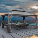 PURPLE LEAF Grau Alu Pavillon Wasserdicht Stabil Winterfest Wetterfest Gartenpavillon mit 4 Doppel Seitenteile Hardtop Pavillon mit Stahldach