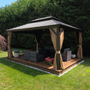 PURPLE LEAF Alu Pavillon Wasserdicht Stabil Winterfest Gartenpavillon mit Moskitonetz Hardtop Pavillon mit Stahldach, Bronze