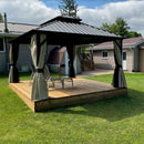Purple Leaf Bronzer Hardtop-Gartenpavillon für Terrasse mit verzinktem Stahl-Doppeldach, Netz und Vorhängen