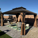 PURPLE LEAF Alu Pavillon Wasserdicht Stabil Winterfest Gartenpavillon mit Moskitonetz Hardtop Pavillon mit Stahldach, Bronze