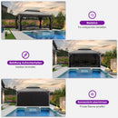 PURPLE LEAF Terrassenpavillon für den Garten | Hardtop mit verzinktem Stahlrahmen und Lichterkette  - transparent | Arktis Grau