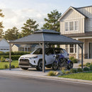 PURPLE LEAF Grau Alu Pavillon Wasserdicht Stabil Winterfest Wetterfest Gartenpavillon mit 4 Doppel Seitenteile Hardtop Pavillon mit Stahldach