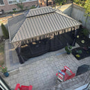 PURPLE LEAF Grau Alu Pavillon Wasserdicht Stabil Winterfest Wetterfest Gartenpavillon mit 4 Doppel Seitenteile Hardtop Pavillon mit Stahldach