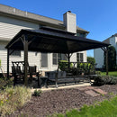 Purple Leaf Bronzer Hardtop-Gartenpavillon für Terrasse mit verzinktem Stahl-Doppeldach, Netz und Vorhängen