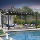 PURPLE LEAF Pergola Metall Garten Pavillon  Wasserdicht Stabil Winterfest Gartenpavillon Mit Sonnenschutz Überdachung mit Lichterkette - transparent