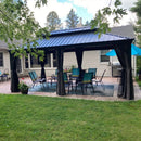 PURPLE LEAF Grau Alu Pavillon Wasserdicht Stabil Winterfest Wetterfest Gartenpavillon mit 4 Doppel Seitenteile Hardtop Pavillon mit Stahldach
