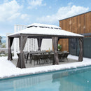 PURPLE LEAF Grau Alu Pavillon Wasserdicht Stabil Winterfest Wetterfest Gartenpavillon mit 4 Doppel Seitenteile Hardtop Pavillon mit Stahldach