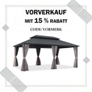 PURPLE LEAF Grauer Hardtop-Pavillon mit robustem Doppel-Dach aus verzinktem Stahl und Lichterkette - transparent